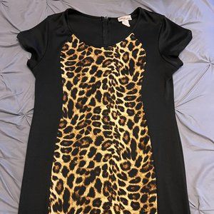 Allison Brittney XL Black & Leopard Print Dress